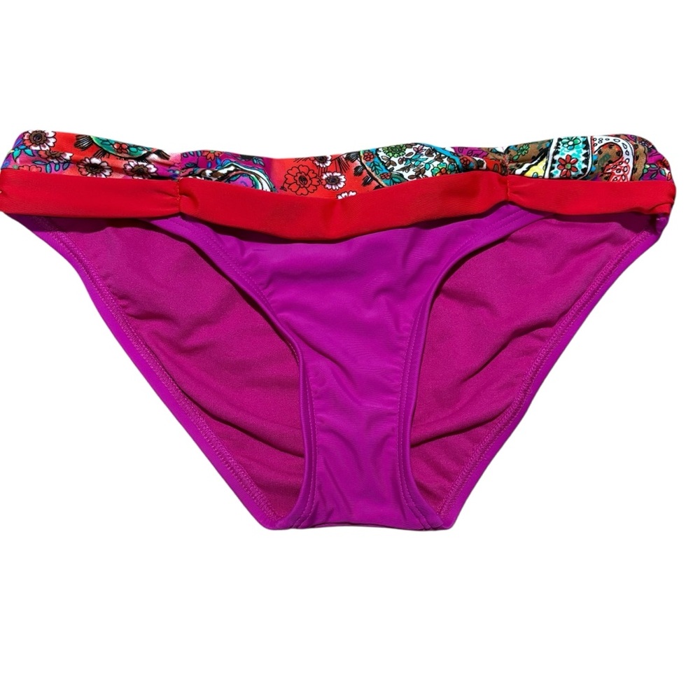 BECCA Beach | Rebecca Virtue Magenta & Red Paisley Colorblock Bikini size M NEW - Picture 8 of 13
